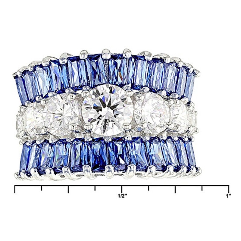 Huitan Prachtige Vrouwen Ring Voor Wedding Engagement Sieraden Geometrische Shine Wit & Blue Stone Lady Ring