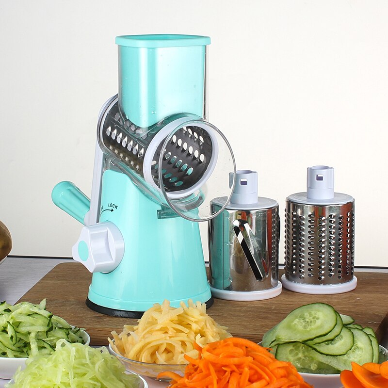 Food Processor Blender Vegetable Cutter Round Mandoline Slicer Potato Carrot Grater Slicer Chopper Blades Kitchen Tool: Blue