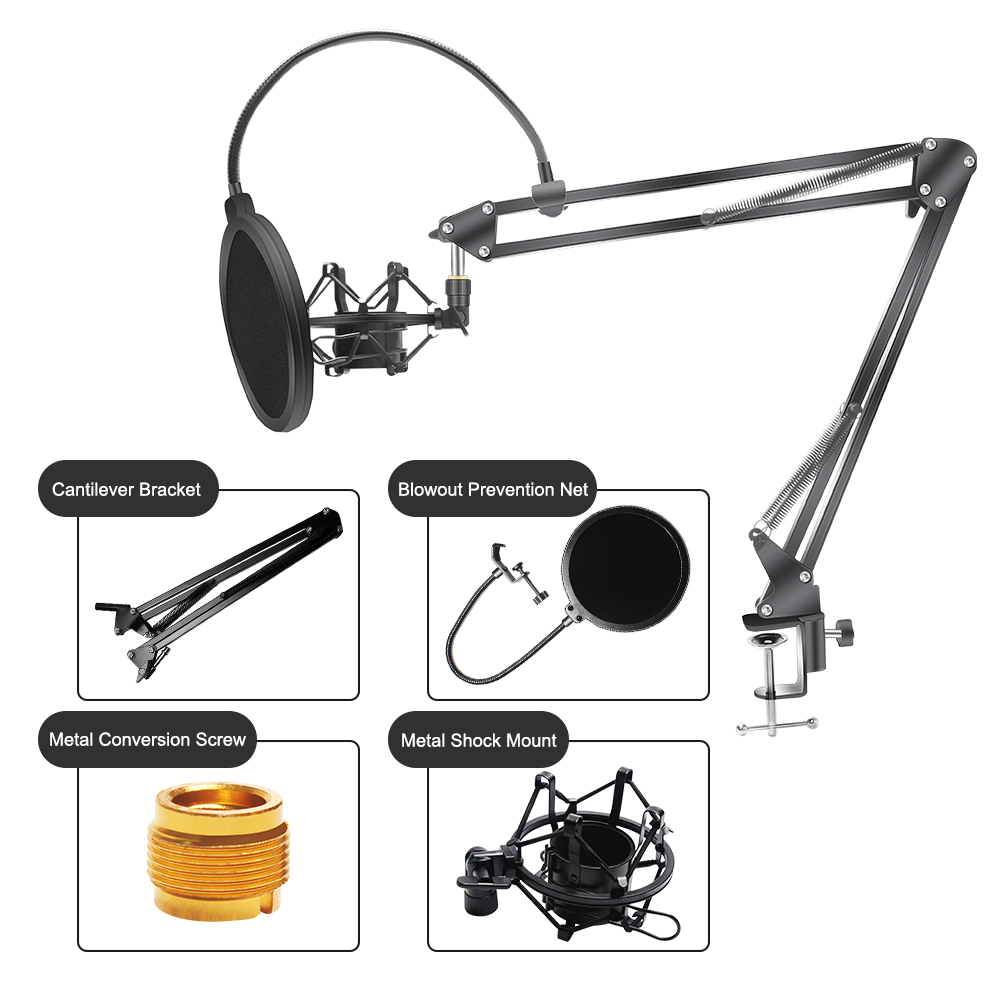 Metalen Geklemd Microfoon Stand 4.5 Cm Diameter Microfoon Cantilever Beugel Statief Microfoon Stand Met Een Spider Cantilever