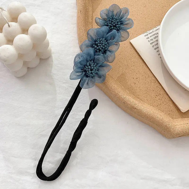 Shell Flower Magic Bun Maker Flower Bud Head Bun Maker Bow Pearl Hair Pin Lazy Hair Dish Artifact Women Hair Styling Braiders: Ivory