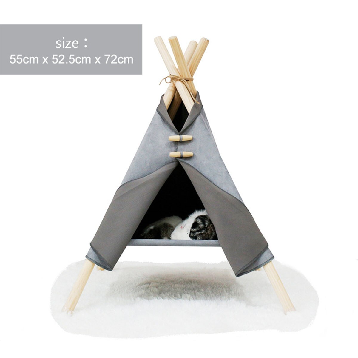 Casa tipi portátil para mascotas, tienda de campaña con cojín grueso y pizarra para interiores, casas modernas para cachorros y gatitos: Gray