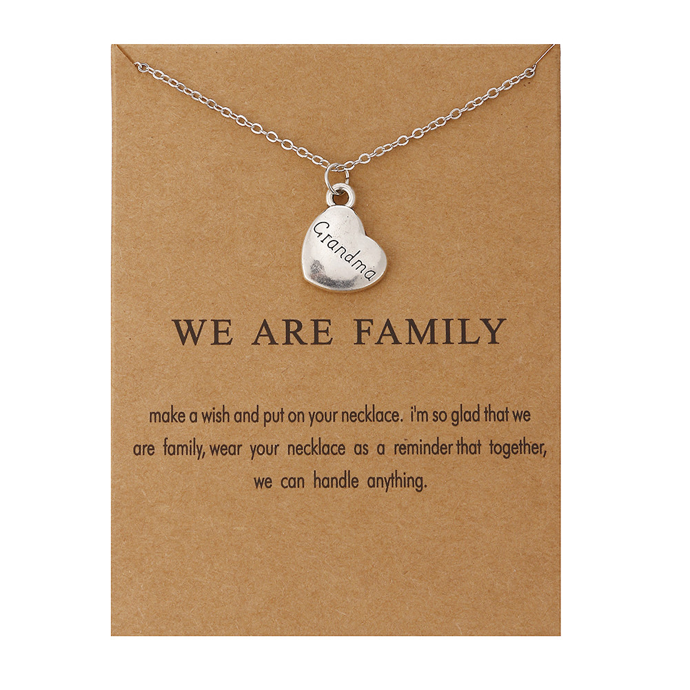 Heart Love We Are Family Tree Dad Mom Sister Members Alloy Pendant Necklace Jewelry