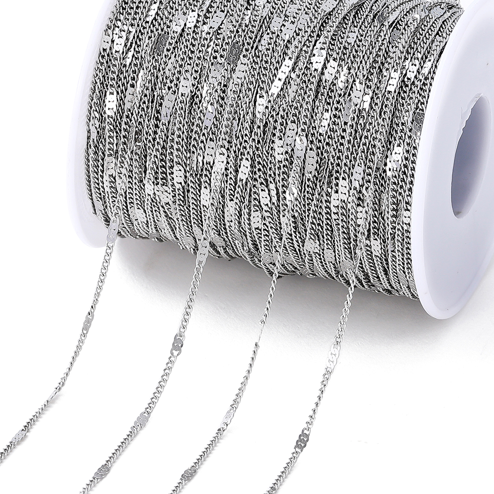 2 m/rollo de cadena de Cable cruzado de acero inoxidable de , cadenas de eslabones Rolo para hacer joyería DIY, collar, pulsera, accesorios: marrón