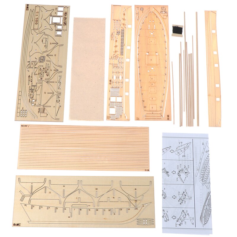 1:100 Wooden Kit DIY Assembling Building Kits Ship Model Wooden Sailboat Toy Sailing Model Assembled