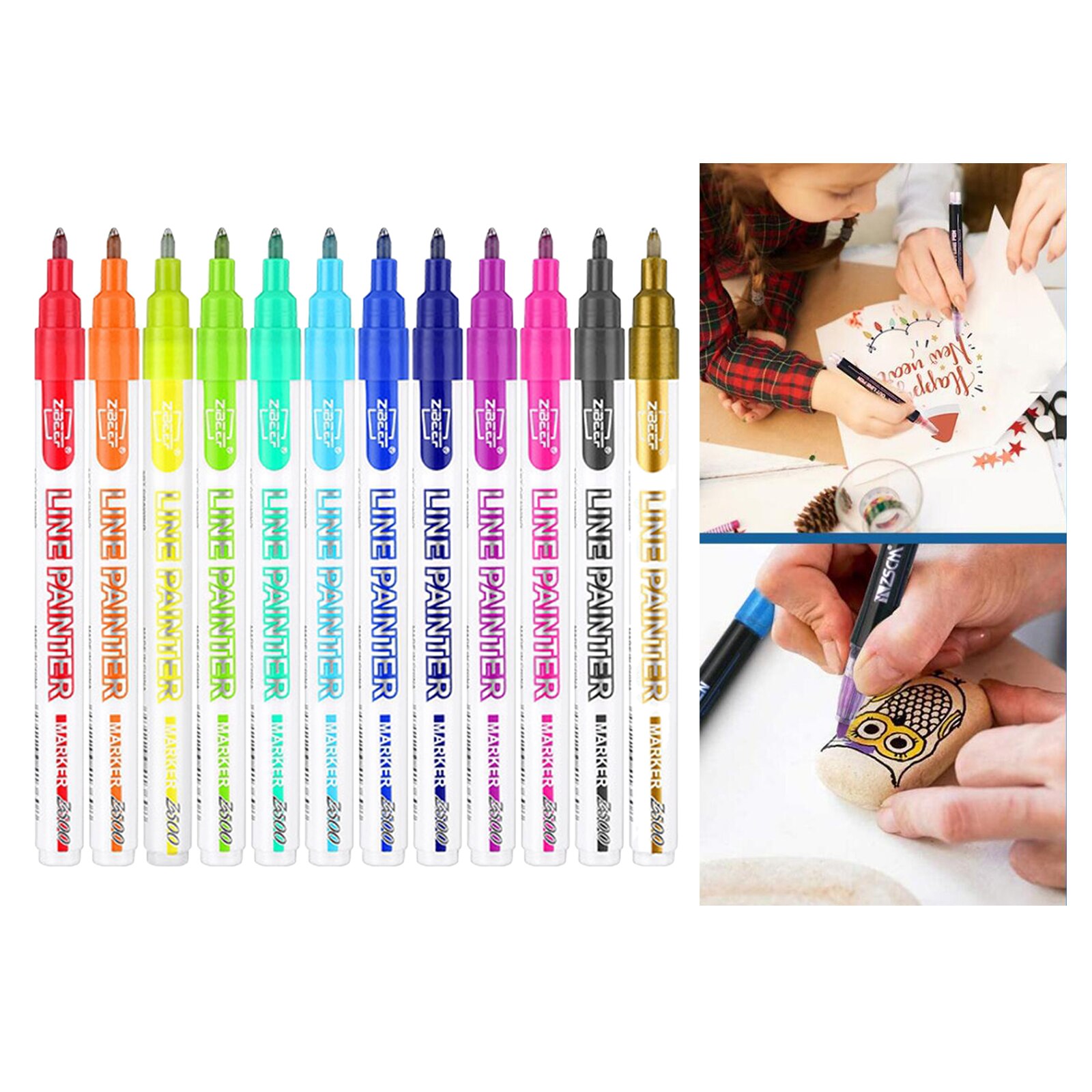 Premium Outline Marker Pen 0.7 Mm Poster Glitter Metallic Marker Pen: 12 Colors