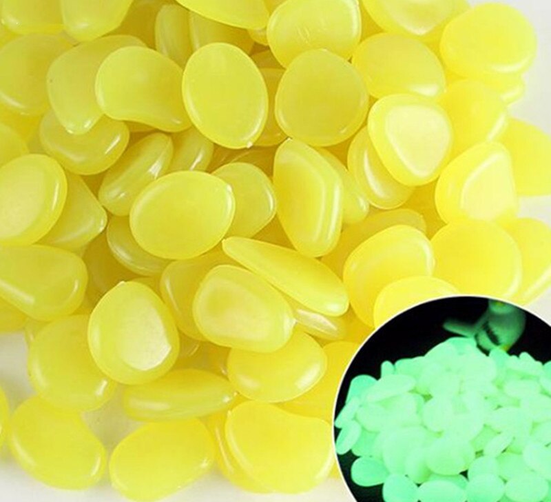 100pcs Luminous Stone Fluorescent Gravel Pebbles Aquarium Fish Tank Garden Decoration in the Dark Glowing Stones: 100pcs Yellow