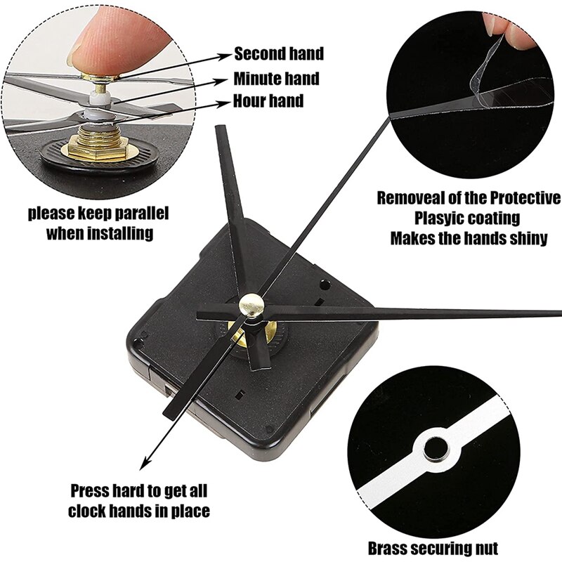 2Pcs Quartz Clock Movement Mechanism Replacement Clock Kit with 7 Different Pc of Hands Clock for DIY Shaft Lengths 22mm