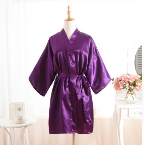 Vrouw Badjas Pyjama Zijde Bruidsmeisje Bruid Gewaad Sexy Vrouwen Korte Satijnen Bruiloft Kimono Gewaden Nachtkleding Nachtjapon Jurk J-Wit: L / Goud