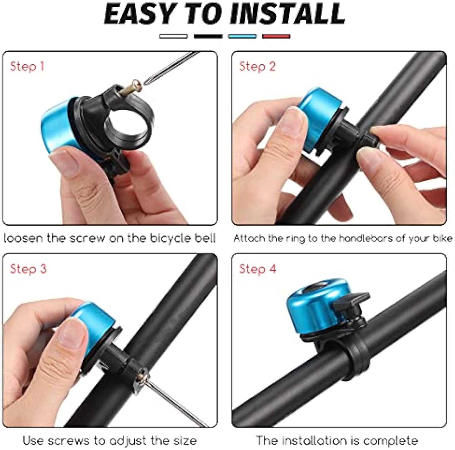 Cykelklockor, cykelklockor för mountainbikestyren högljudda, skarpa, klara aluminiumcykelringklockor för vuxna, barn, pojkar, tjejer