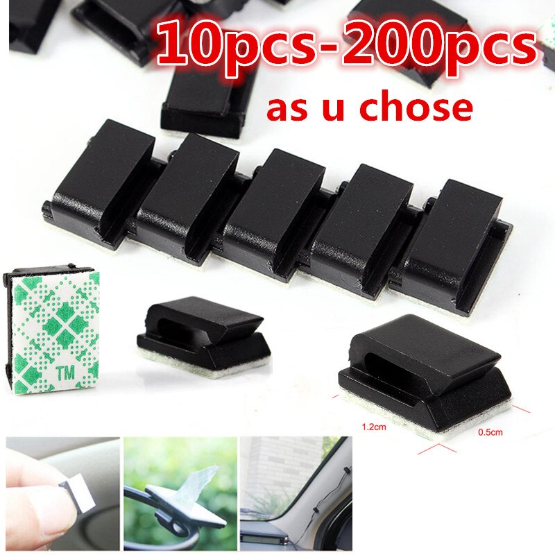 10 stk /100 stk /200 stk ledning kabel kabel klips bil kabel flat holder slips klips fixer organizer selvklebende klemme
