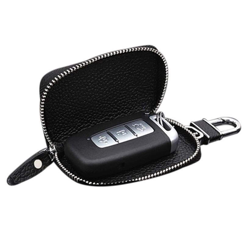 Men Car Remote Control Key Case Universal PU Leather Zipper Key Case Organizer Women Keychain Cover Bag Pouch Purse