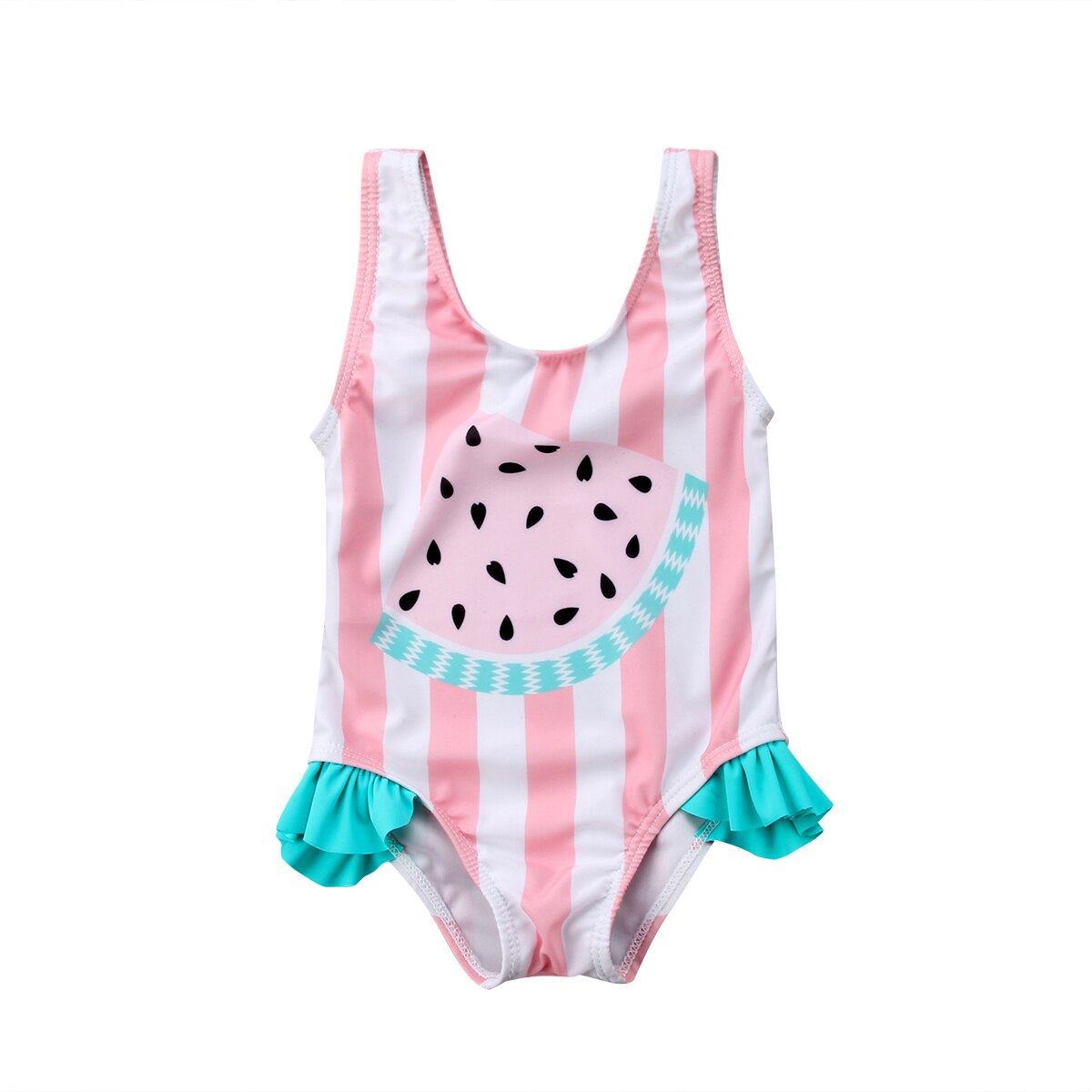 Småbarn barn bebis flickor vattenmelon volanger randig baddräkt badkläder bikini baddräkt barn flickor kläder: 6 munnar