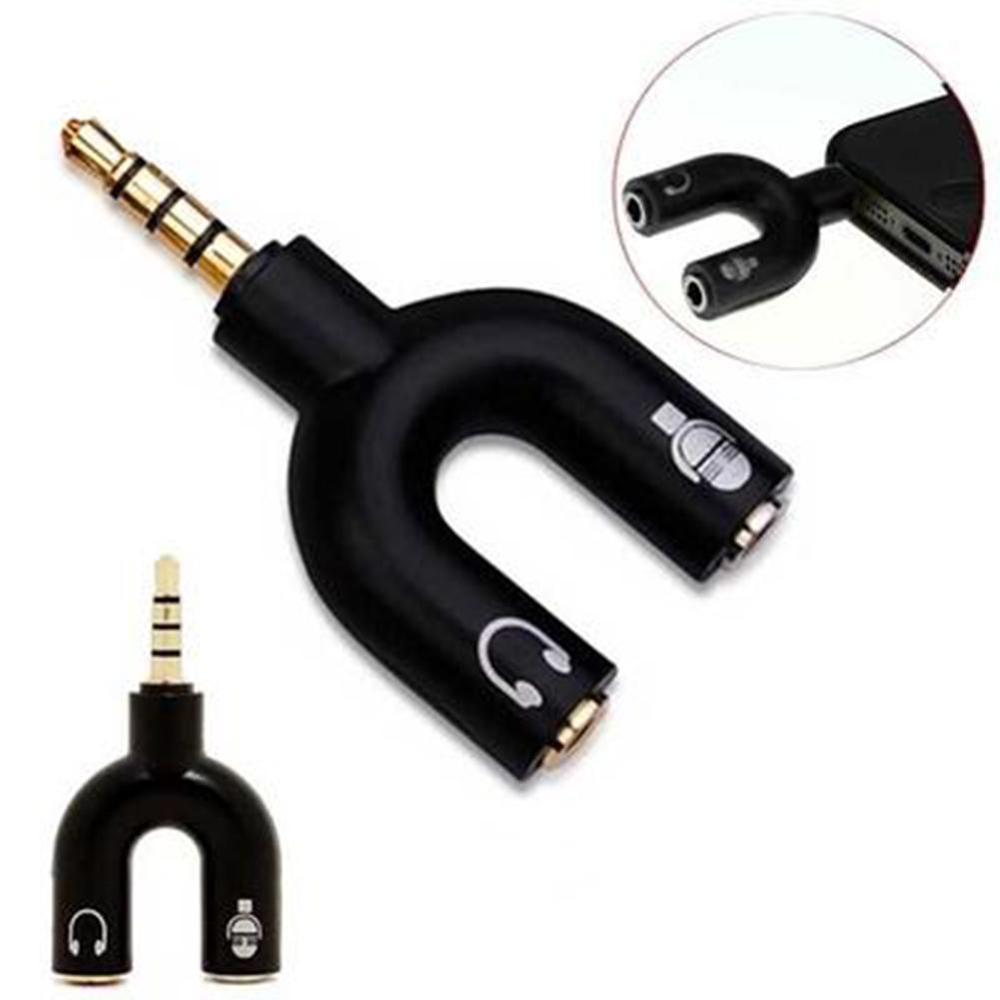 1PC Dual 3,5 MM U Typ Adapter Kopfhörer Stecker Audio Kabel Splitter Mikrofon 2 in 1 Schwenk Stecker jack Stecker Adapter