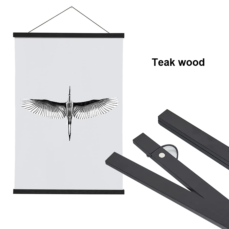 Magnetische DIY houten posterframe teak/grenen fotohangers ophangset voor foto's canvas prints poster scroll artwork printhouder: 10 inch / WHITE