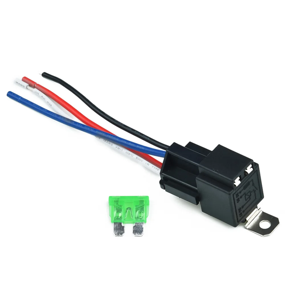 12V 4 Pin Car Relay With Socket Base/Wires/Fuse 30A Amp SPST Pre-wired Sockets Waterproof Auto Accessories