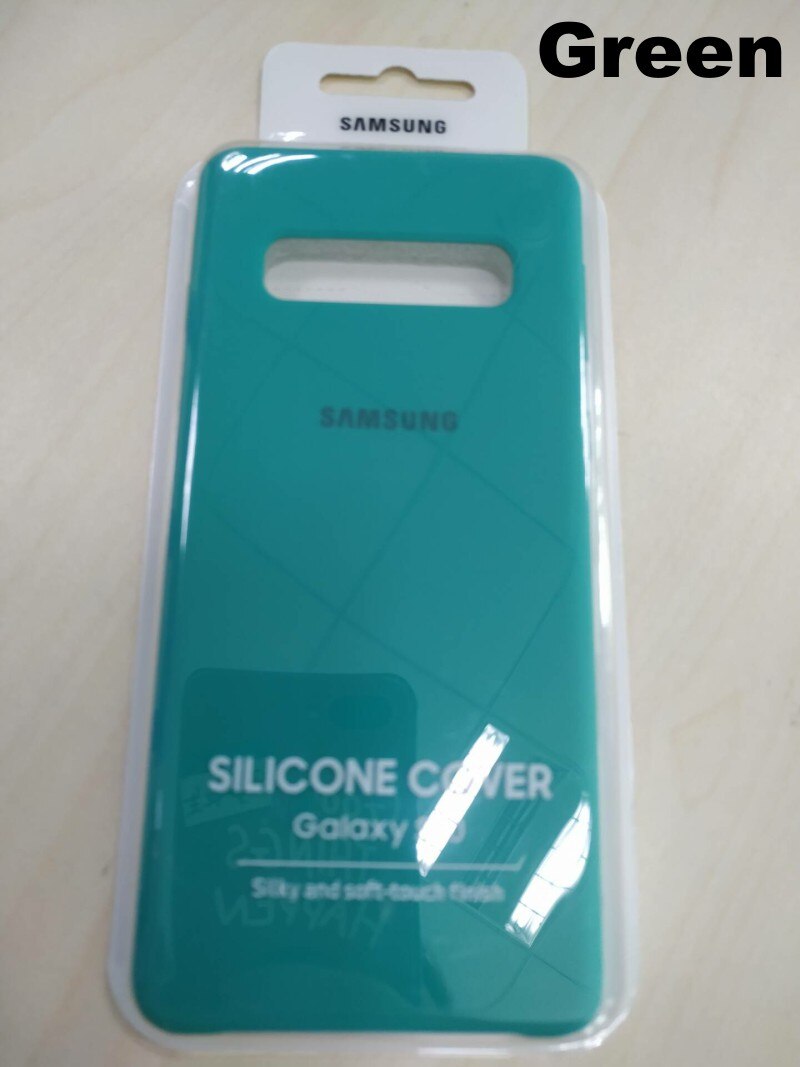 SAMSUNG Original Silicone Case Phone Cover for Galaxy S10 S10X S10Plus SM-G9750 S10 X S10E SM-G970F G970U G970N Shockproof Cover: for S10 Plus / Green