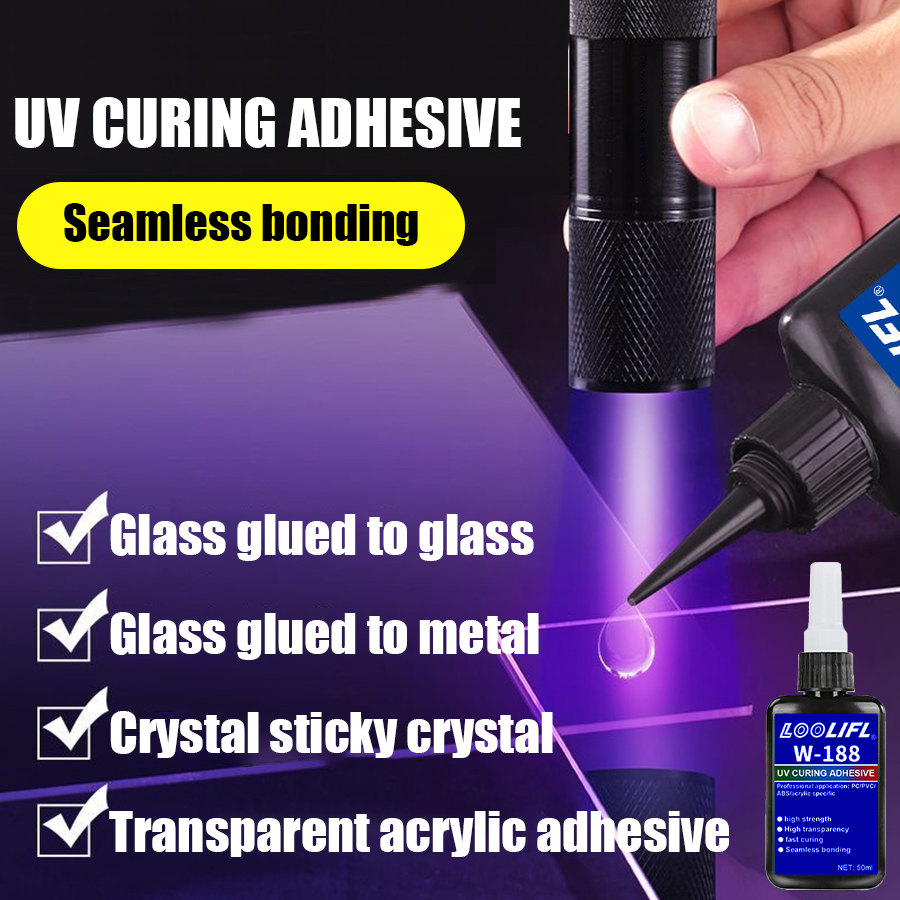 Super Strong UV Glue Ultraviolet Light Adhesive Second Fix Curing Powerful Bond Glass Metal Acrylic Quick Sealant DIY Craft