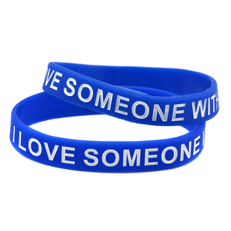 Obh 1pc ich liebe jemanden mit autismus silikonarmband blau