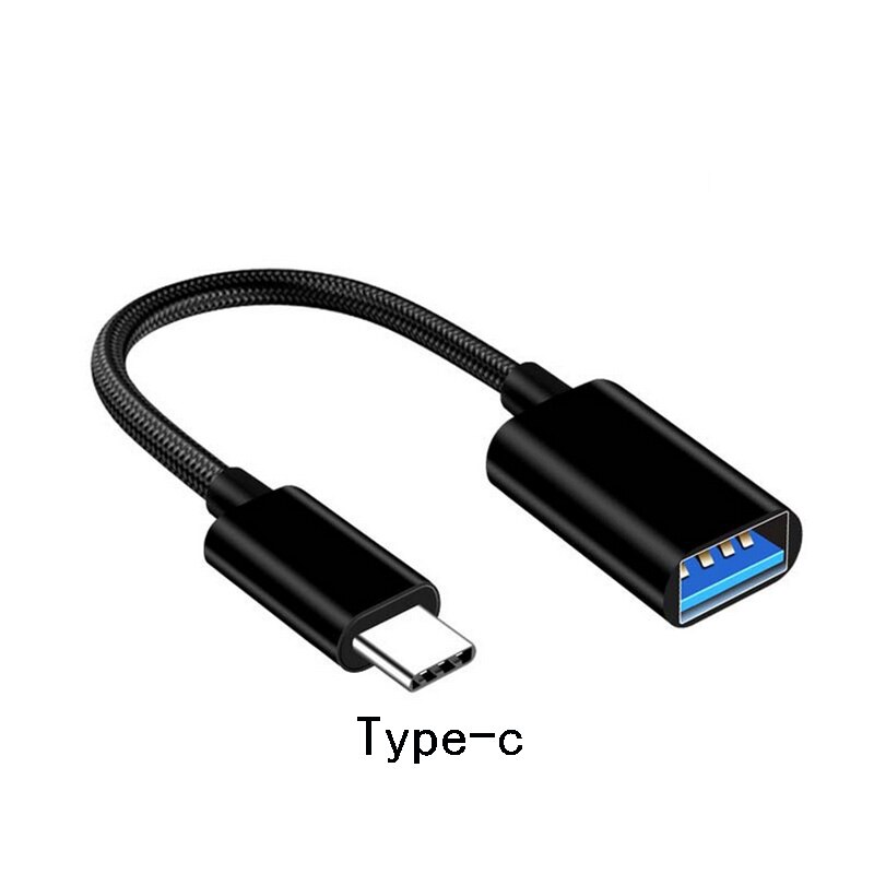 2 in 1 OTG Adapter Cable Nylon Braid USB 3.0 to Micro USB Type C Data Sync Adapter for Huawei for MacBook U Disk Type-C OTG: Black