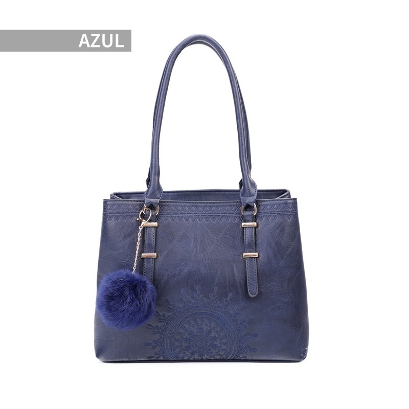 Giovanna Milano Bolso mediano de hombro con cremallera y bordados bohemian para chicas Bolsos de mano dibujo totem embossing atrapasueños vintage bolsillo compartimiento escolar viaje oficina casual mujer T10861: Azul
