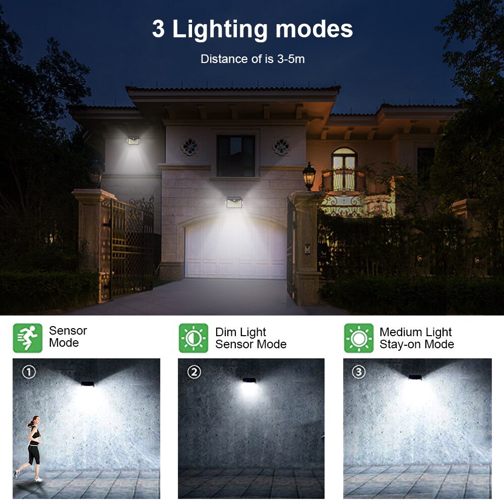 140 LED Solar Light Solar Lamp With PIR Motion Sensor Solar Powered Waterproof Wall Light For Garden Yard Path Decoration