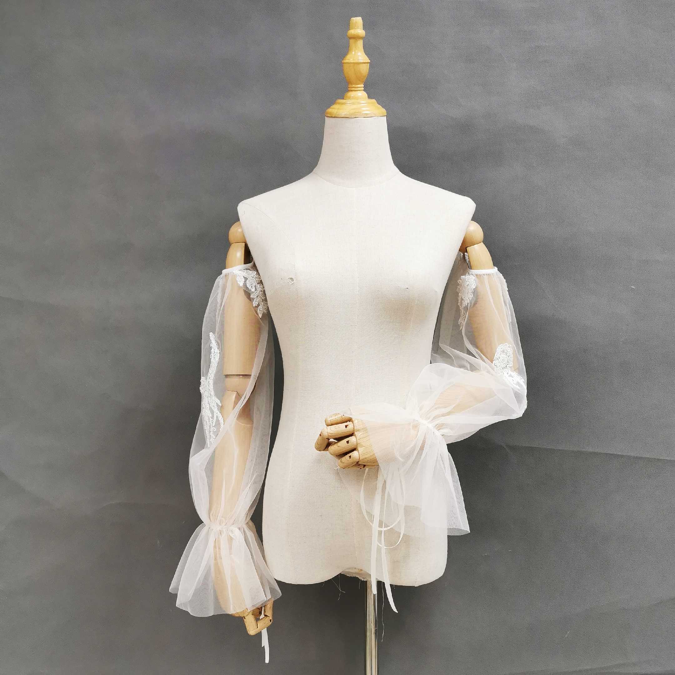 tulle lace sleeve Detachable off shoulder sleeve for bridal dress: Default Title