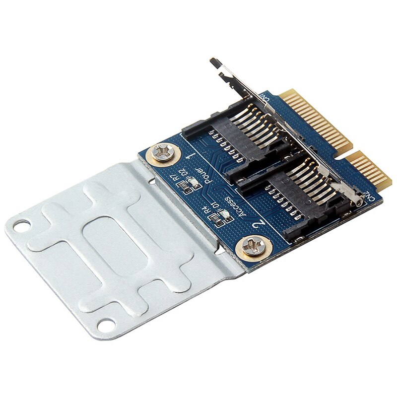 2 Ssd Hdd Voor Laptop Dual Micro-Sd Sdhc Sdxc Tf Naar Mini Pcie Memory Kaartlezer Mpcie Naar 2 Mini-Sdcards Mini Pci-E Adapter