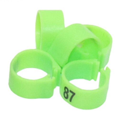 12Mm/14Mm Papegaai Voetring Papegaai Harnas Vogel Voeden Levert NO.1-100 Digitale Mark Ring 10 Kleuren Vogel harnas 100 Pcs: green / 12mm
