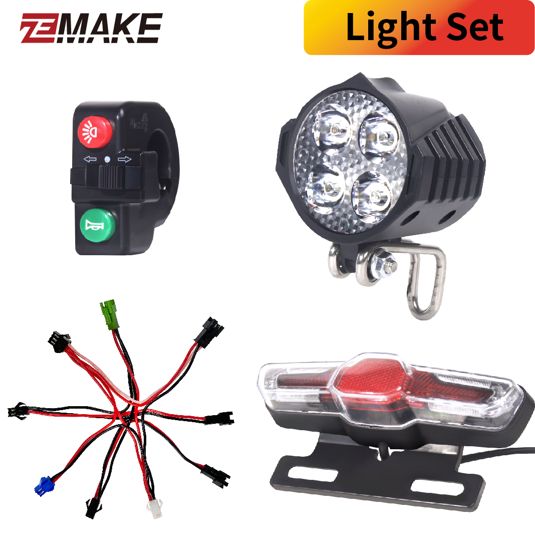 Ebike Headlight and Tail Light Sets Electric Bike Bicycle 24/36/48V/60V Front Rear Warning Lights LED Night Spotlight Headlamp: Light Set