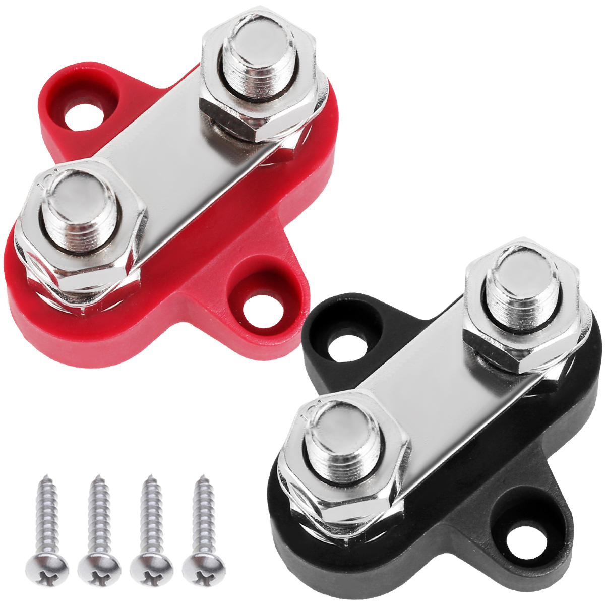 2Pcs Bus Bar Terminal Block 5/16Inch M8 DC 48V Power Junction Block Power Distribution Block Dual Power Stud for Truck RV Boat: Default Title