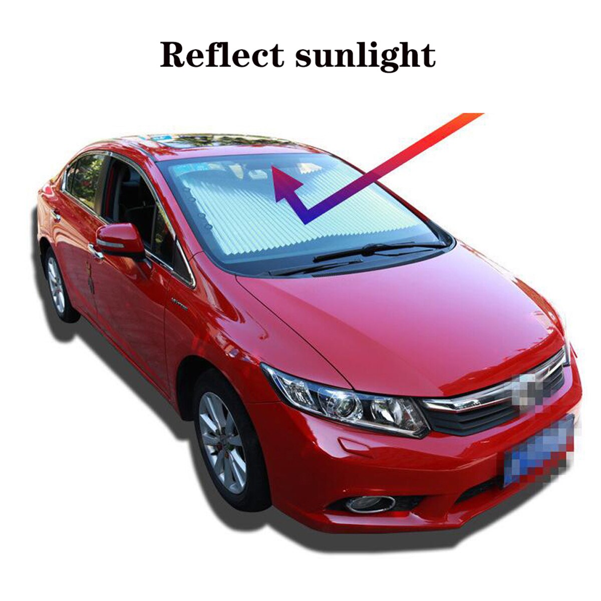 Biludtrækkelig forrude solskærme anti-uv bilrude skygge bil front solblok automatisk vindue foldbart gardin 65/70/80cm