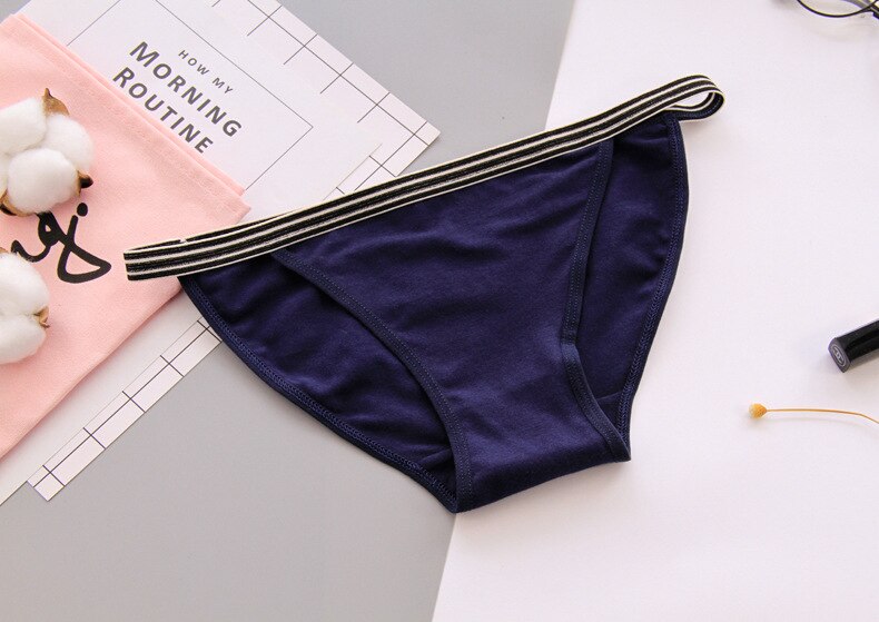 5pcs/lot girls combed cotton underwear women's women's briefs side of the pure color pants B05