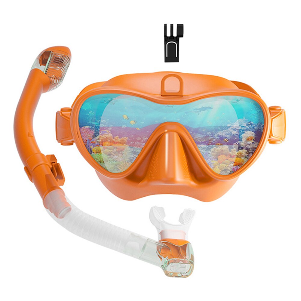 Ensemble de lunettes de plongée avec support de tuba sec, pour Gopro, masque de plongée , équipement spécial de piscine: Orange