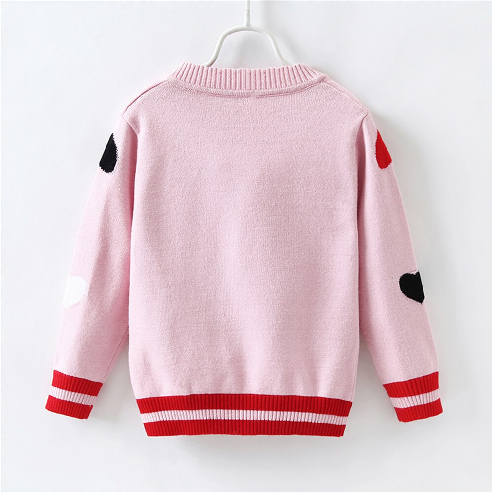 Focusnorm herfst winter meisjes trui jas hart print gebreid lange mouw enkelrijs casual outfits