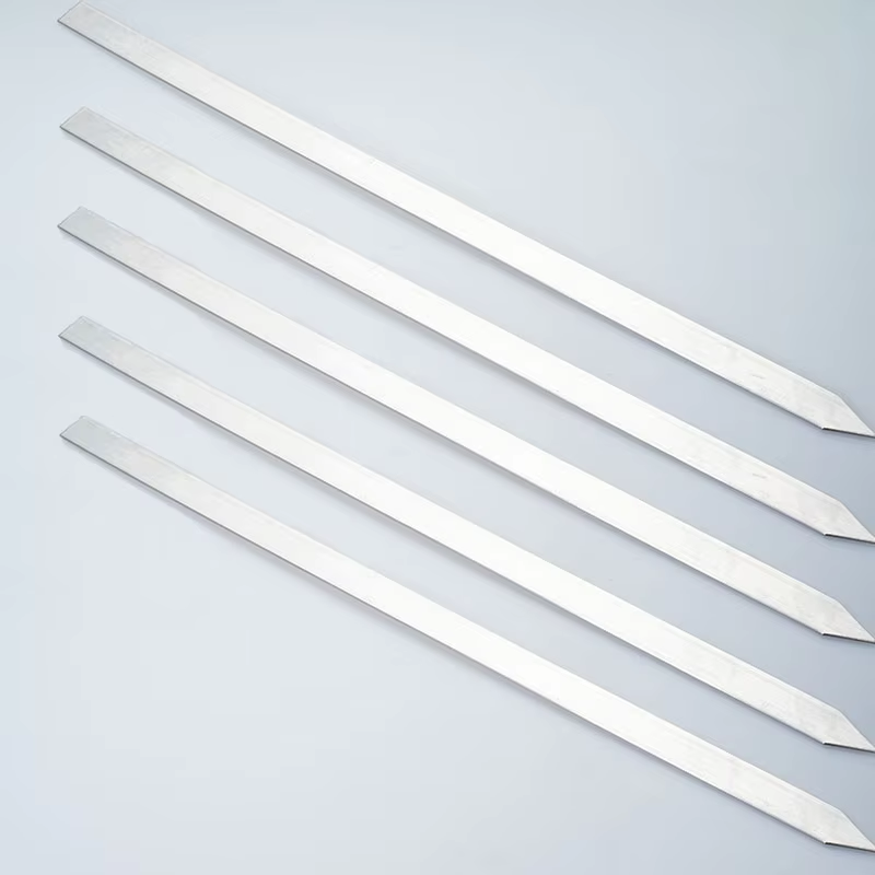 50 cm breite, flache Edelstahl-Grillspieße mit Holzgriff, Schasch, Kebab, türkische persische grillen, Koubideh, iranisch, brasilianisch, europäisch: grau