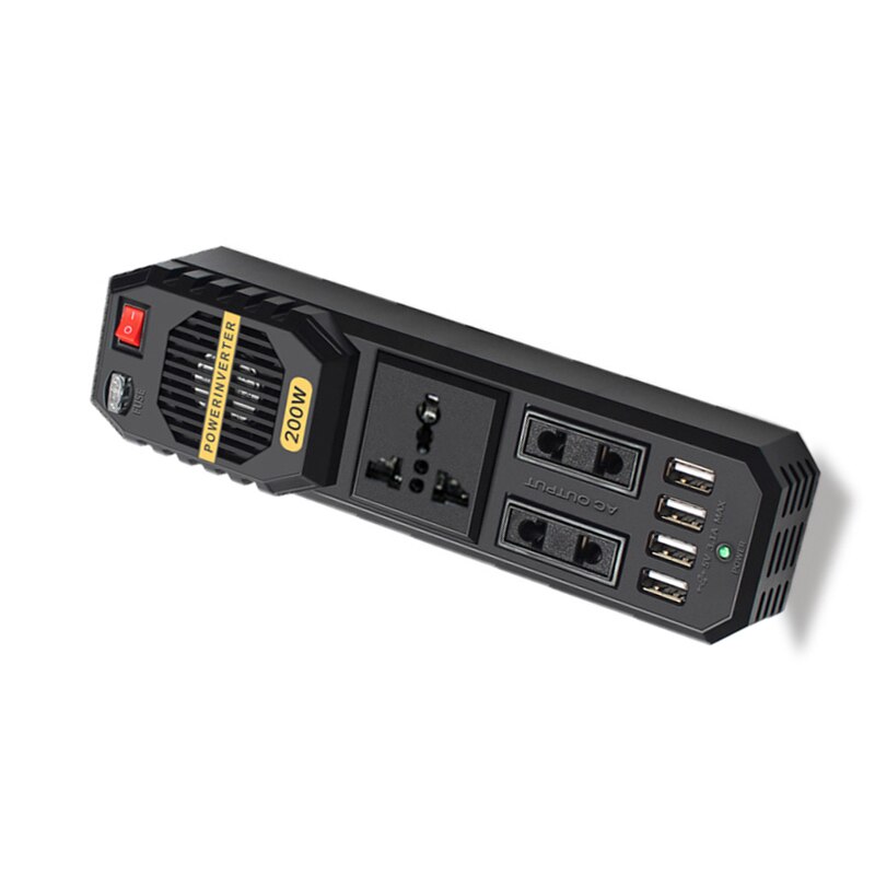 200W 12V-220V Universal Plug + 4 USB Interface Modified Sine Wave Car Inverter Power Socket