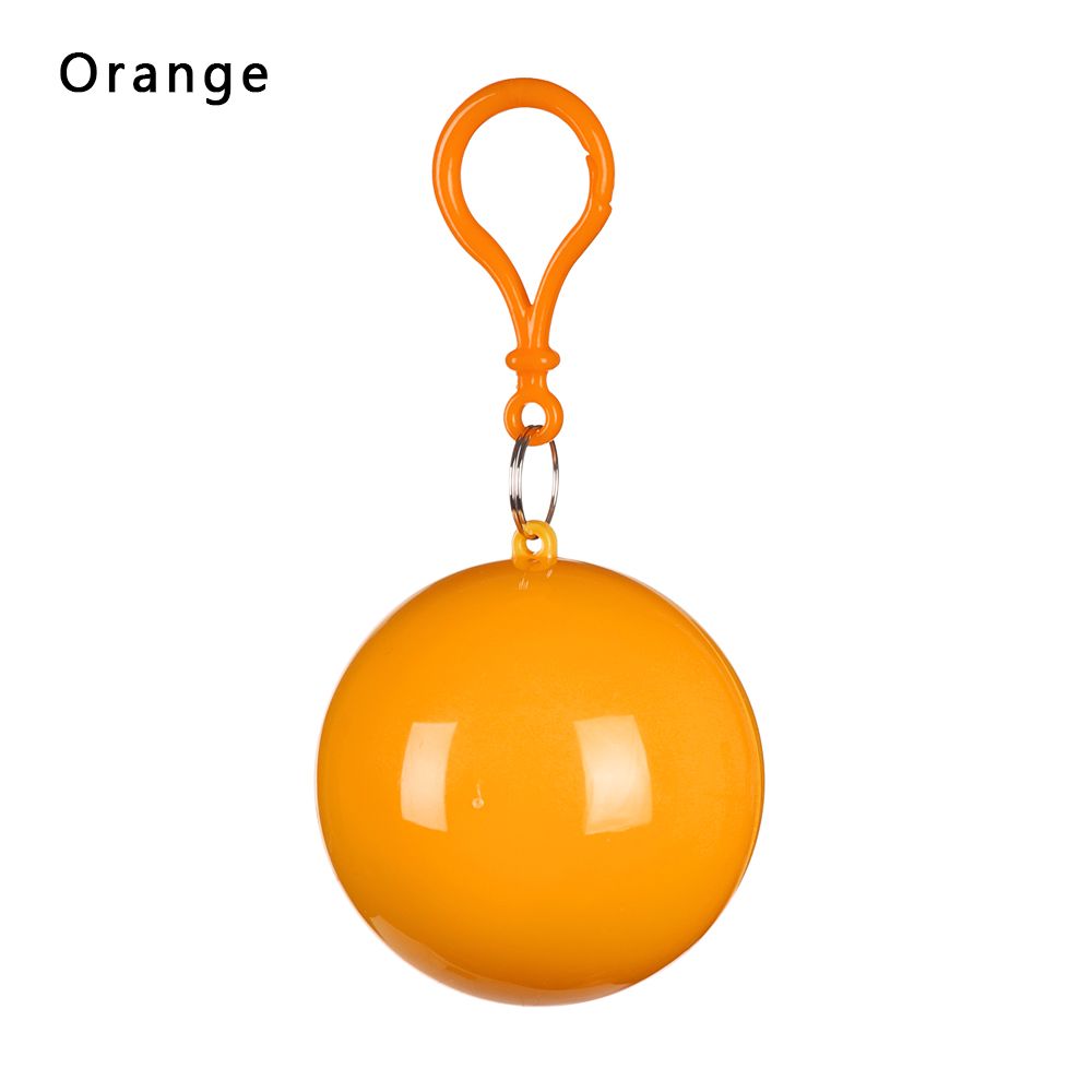 Boule imperméable Portable pour hommes et femmes, vêtements de pluie d&#39;extérieur, imperméable, jetable, Camping, Ponchos à capuche, porte-clés en plastique, boule de protection contre la pluie: orange