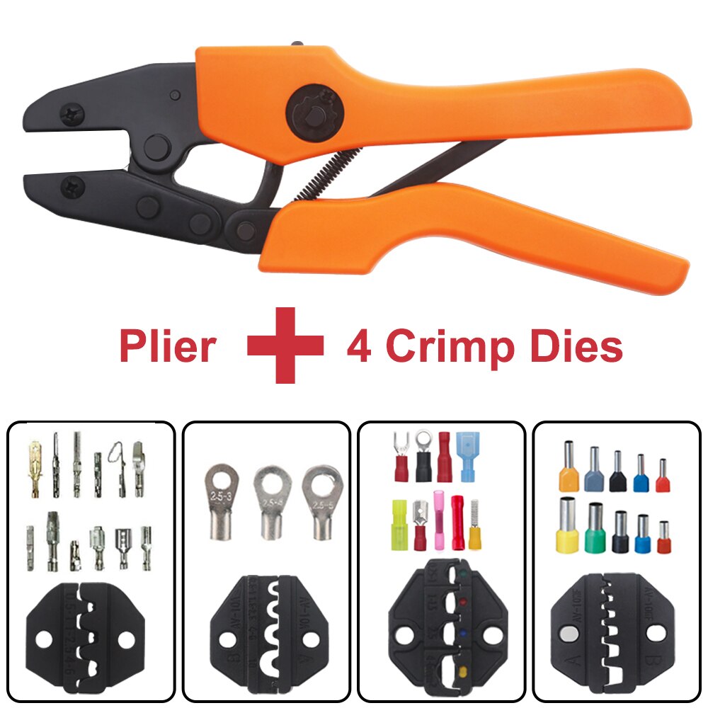 Crimp Pliers &amp; Dies Set Wire Terminals Crimping Tools Precision Crimper Labor-Saving Ergonomic Handle Easy To Grasp&amp;Press: AN 4JAWS SET