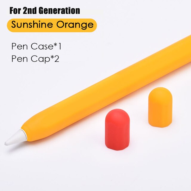 Stylus Cover Silicone Pen Case For Apple Pencil 1 2 Color Matching Stylus Protective Case Non-slip Anti-fall iPad Pen 2 1 Cover: Pencil 2nd Orange