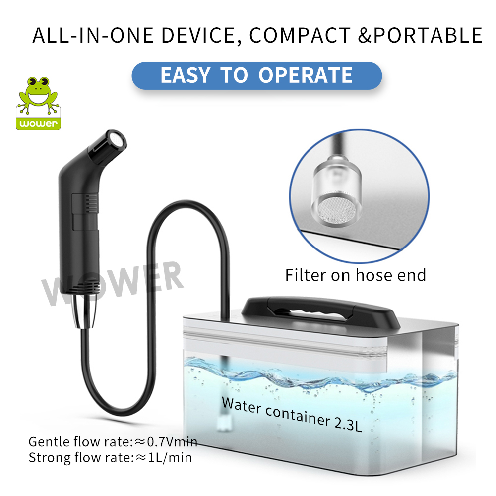 Wower 2.3L Portable Bidet for Men/Women Electric Shattaf Travel Bidet Shower Sprayer with 2 Pressure Modes for Personal Hygiene