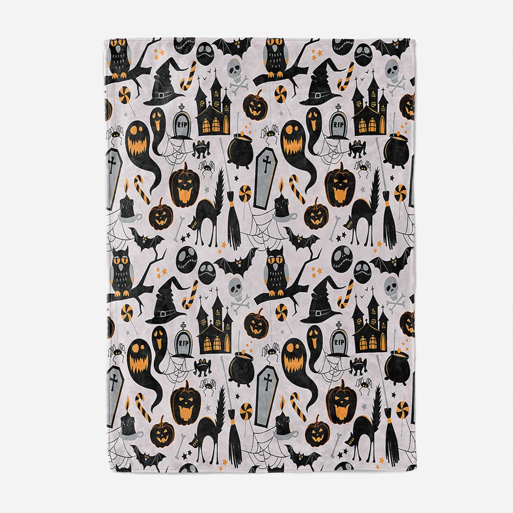 ONGLYP Halloween élément couverture chaude douce en peluche couverture jette pour canapé lit canapé décor à la maison couvertures confortable flanelle couvre-lit