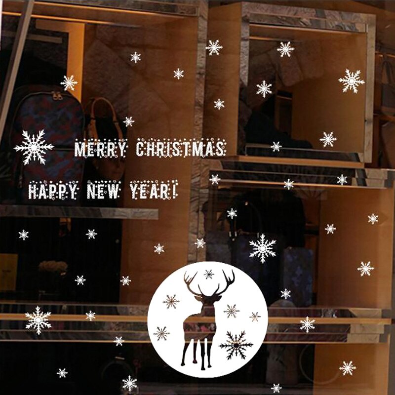 Moon Snow stickers Christmas decorations window glass stickers static window removable windows doors wall stickers Decals: 2