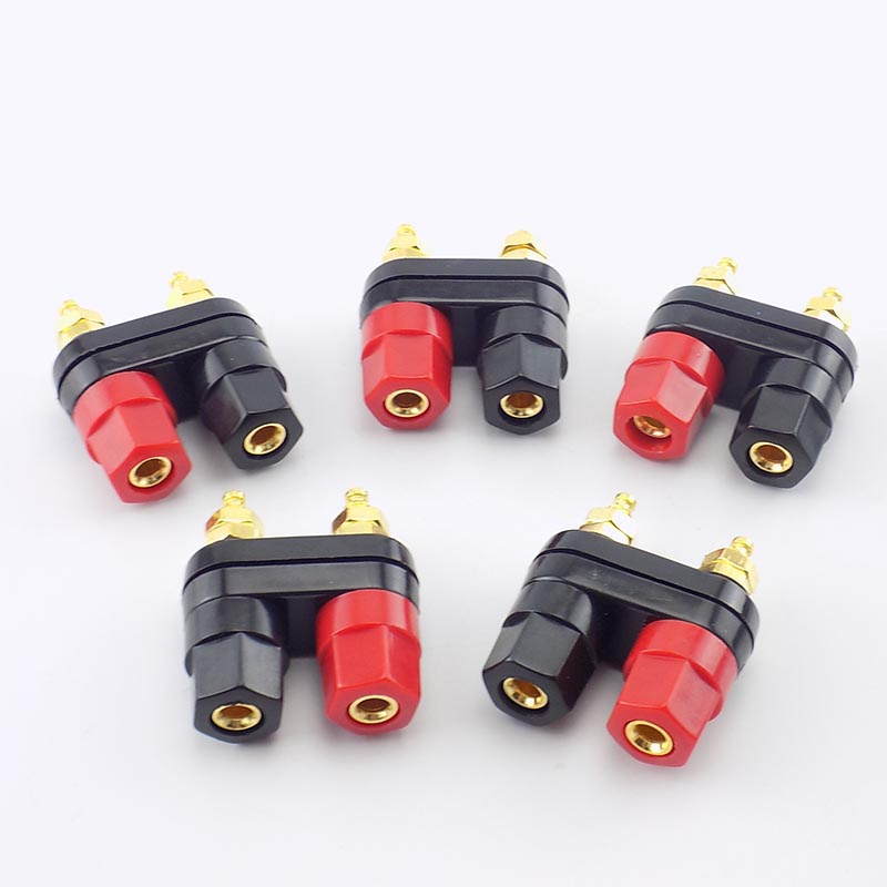 Conector Banana para amplificador, clavija para clavija, conectores de bricolaje, color rojo y negro, poste de encuadernación para altavoz, 1 a 5 unidades