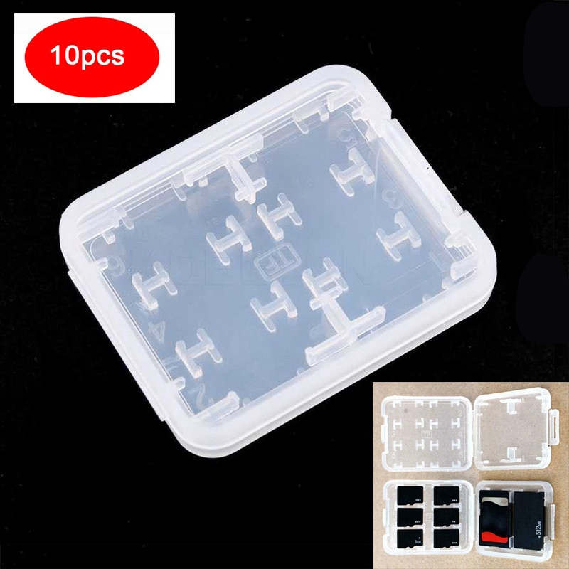 10PCS 8 Slots Micro SD TF MS Geheugenkaart Opslag Houder Box Protector Wit Plastic Case voor TF card SD MMC/MSPD/MS