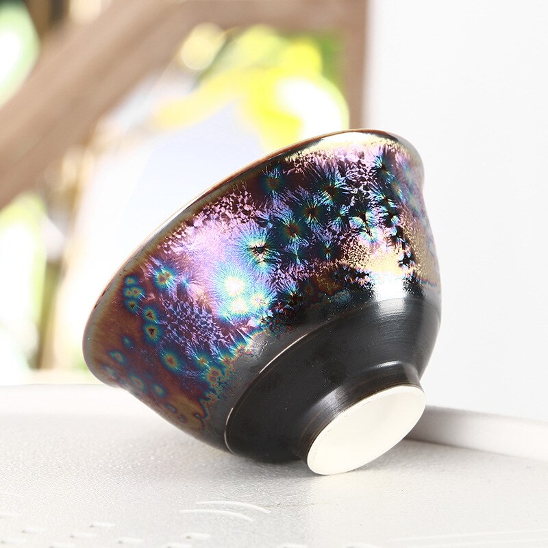 Tianmu Glaze Kiln Seven Color Peacock Tea Bowl Owner Teacup Hat Single Cup Jianzhan Meditation Cup Kung Fu Cup
