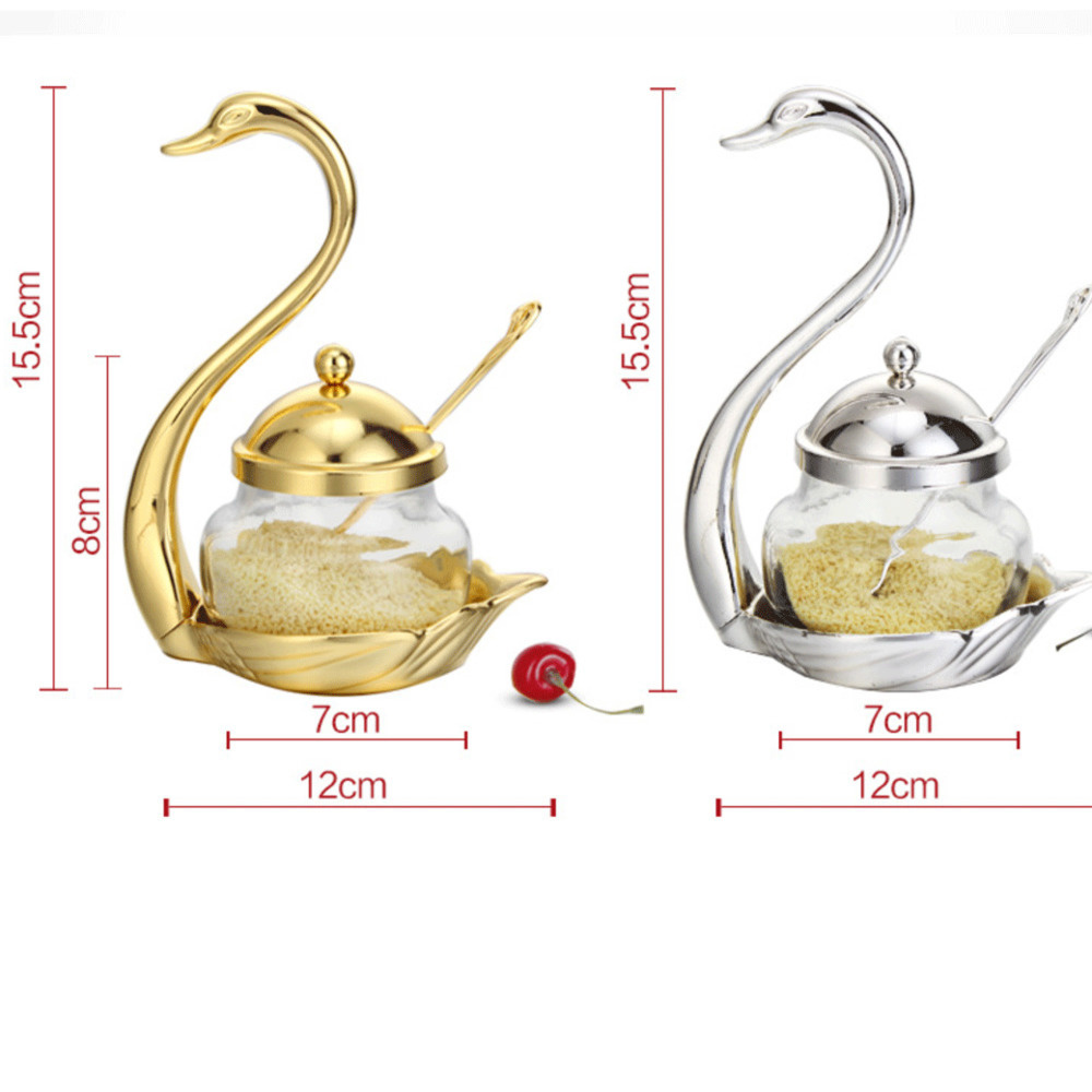Swan aluminium krydder grytesett krydder beholder legering krydder glass krukke salt sukker bolle pepper kaffe arrangør