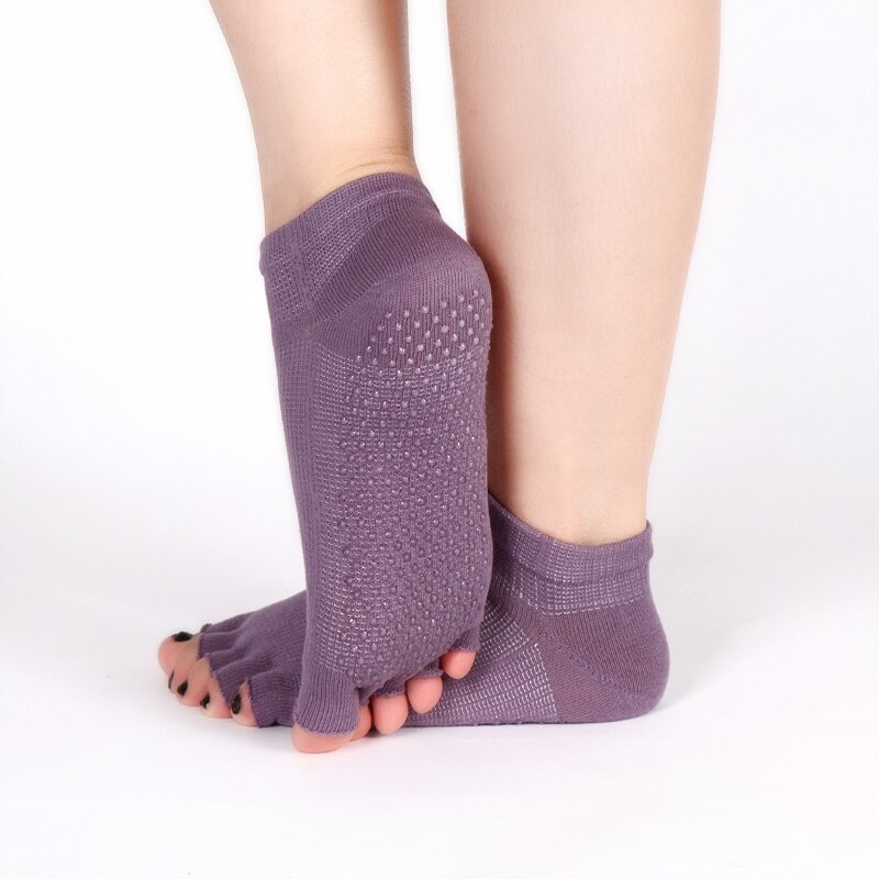 zapatos de Yoga calcetines de Pilates zapatos antideslizante Fondo suave transpirable calcetines de cinco dedos Yoga: Lavanda