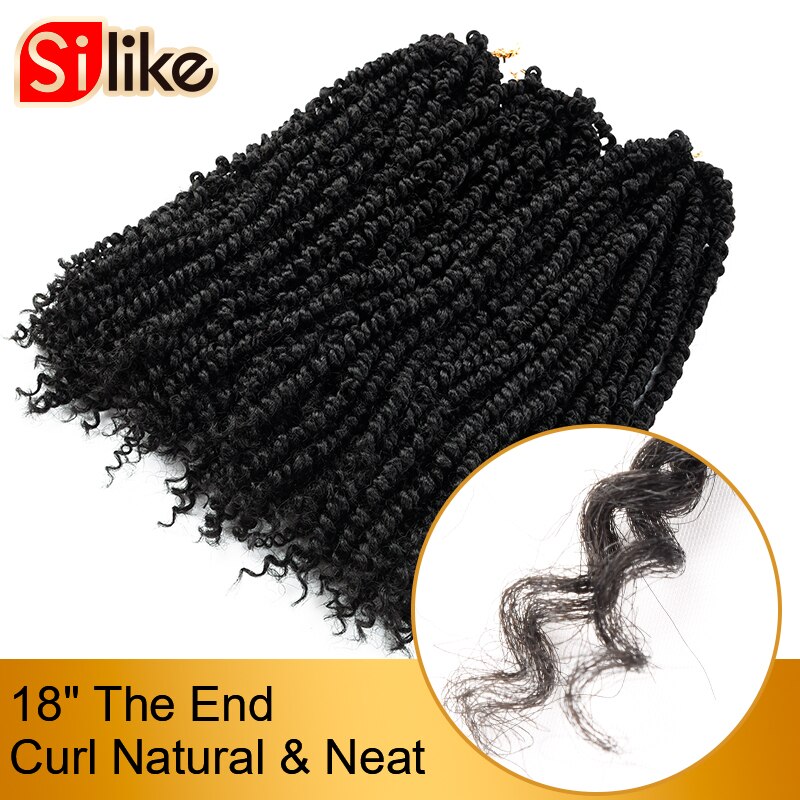 Silike Passion Twist 18 inch Fluffy Pre-Twist Black Pre Stretched Ombre Braiding Hair Synthetic Crochet Braids Hair Extension