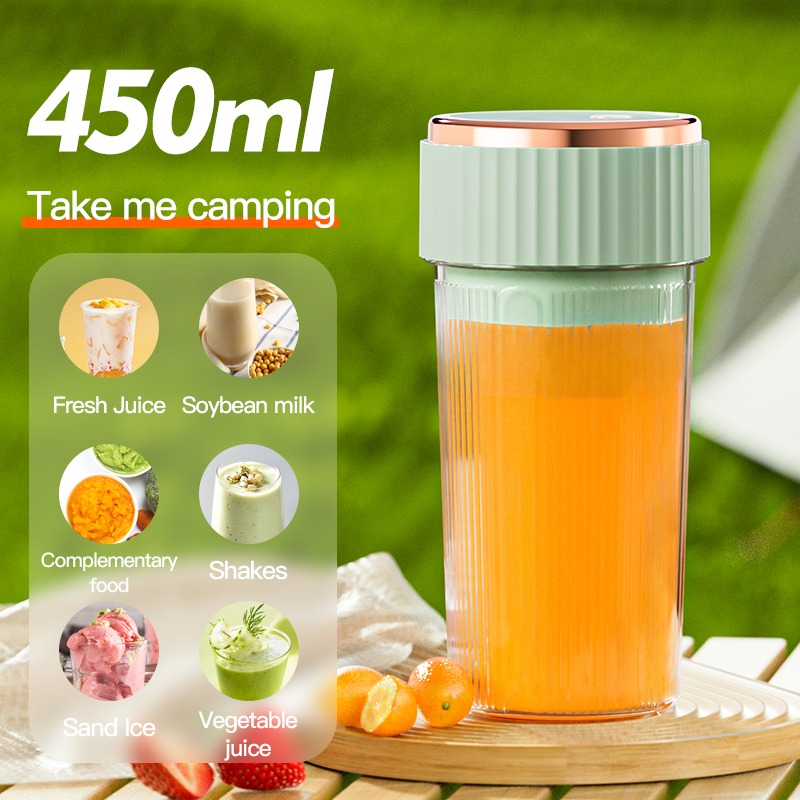 450ml juiceblender 6 blader bærbar fruktjuicer blender oppladbar juicer mini hastighet blender