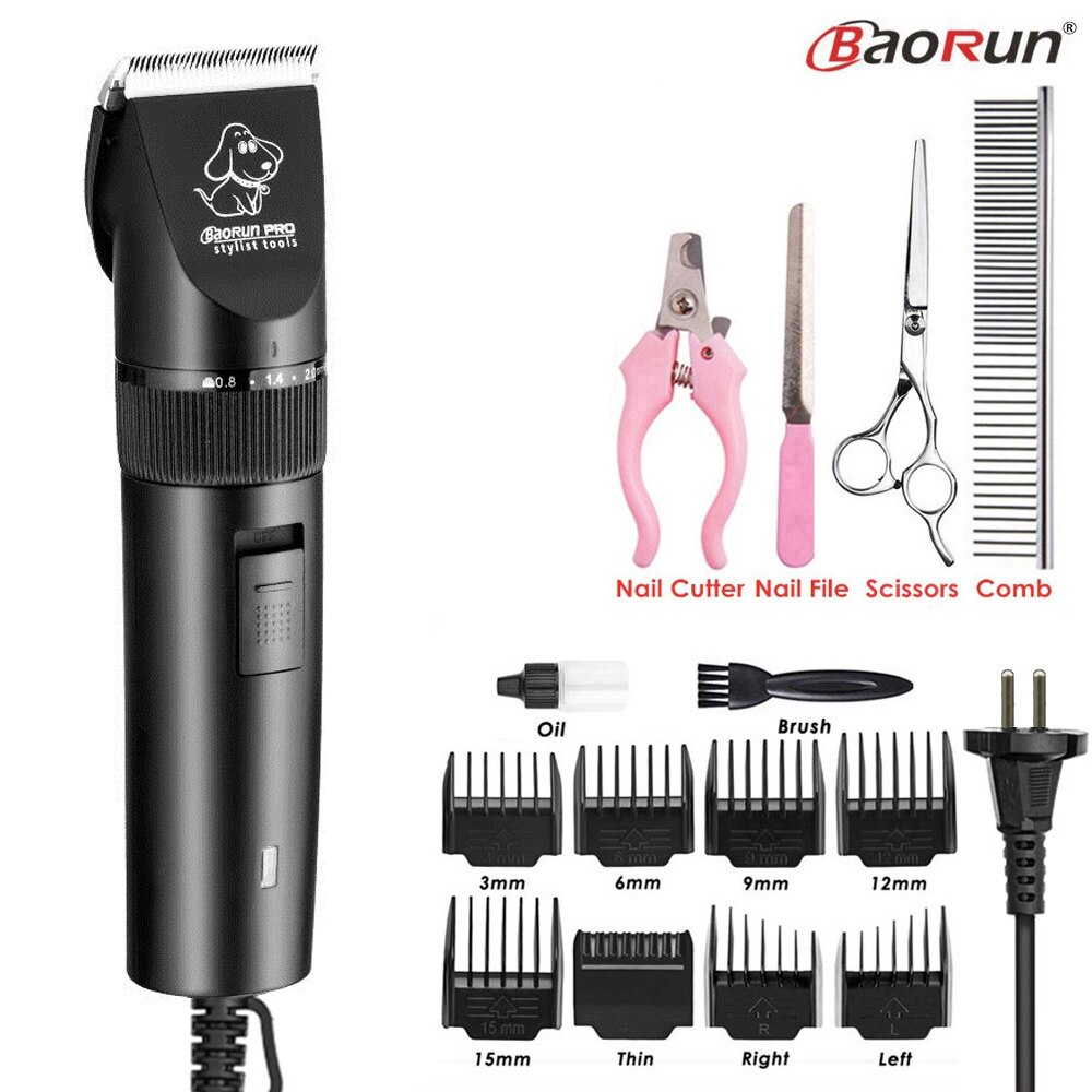 BaoRun-cortadora de pelo S1 para perros y gatos, máquina para cortar el pelo de mascotas, afeitadora de aseo, tijeras eléctricas de alta potencia de 20W: Add Tool Set